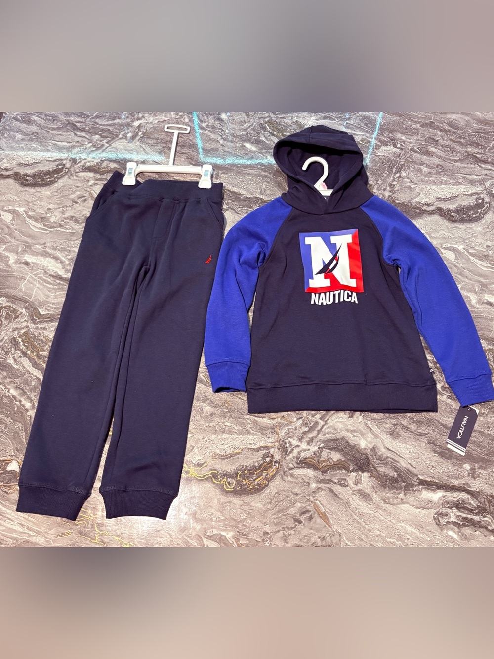 Nautica Boys Navy and Royal Blue Hoodie & Joggers Set Size 6
